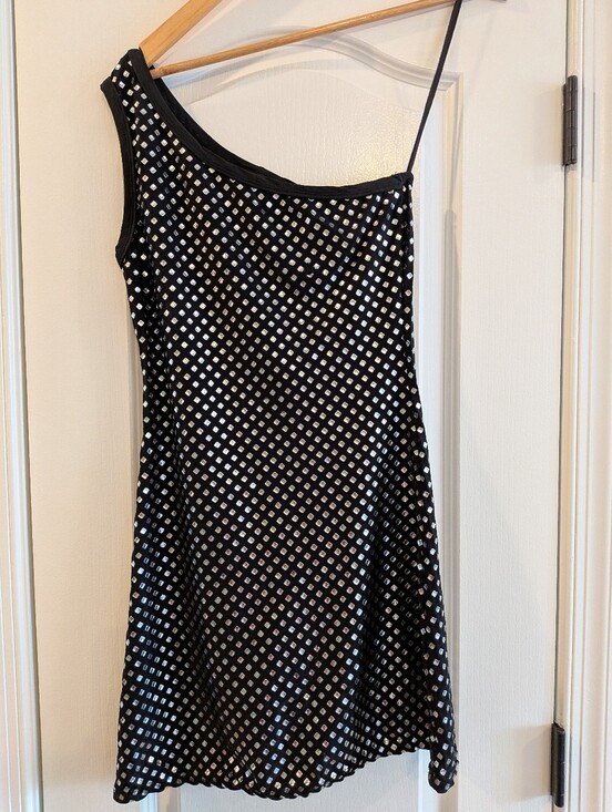 Lip Service Dresses & Skirts - Lip Service Vintage 90s Punk Goth Studded Black One Shoulder Mini Dress Size M